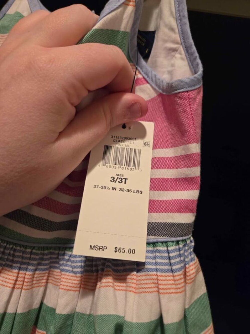 Ralph Lauren Girls 3T Pink Stripped Lined Dress - Picture 4 of 7